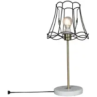 QAZQA Retro bordlampe messing med Granny Frame sort 25 cm - Kaso