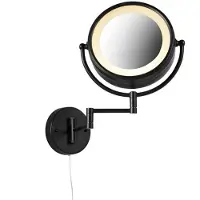 QAZQA Design væg spejl sort inkl. LED justerbar IP44 med trækledning - Vicino