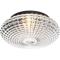 QAZQA Klassisk loftslampe sort med røgglas 23 cm IP44 - Nohmi
