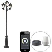 QAZQA Smart udendørs lanterne sort 3-lys inkl. WiFi ST64 - New Orleans