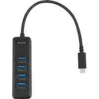 Deltaco - Hub - 5 Gbps, USB-C - 4 x SuperSpeed USB 3.0 - desktop