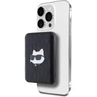 Karl Lagerfeld Powerbank induktiv KLPB5FPGKSCHHK 16W 5000mAh sort/sort Choupette Head Pin MagSafe