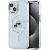 Karl Lagerfeld IML Metal Karl&Choupette Head MagSafe iPhone 15 taske - Hvid