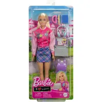 Barbie I Love School-legetøjssæt med 7 stk. tilbehør, blond modedukke med tøj, der kan skiftes, Mode dukke, Hunstik, 3 År, Pige, 330,2 mm, 45 g