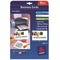 Avery Visitkort Quick&Clean 54x85 mm mat hvid 270 g/m² - (10 ark x 10 stk.)