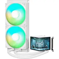 TRYX PANORAMA - Processors flydende kølesystem - med L-formet AMOLED-skærm - Radiatorstørrelse: 280 mm - (for: LGA115x Socket, LGA1200, LGA1700, LGA1851, AM4, AM5) - kobber - 140 mm - hvid