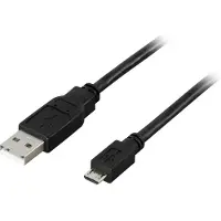 Deltaco USB 2.0 type A til Micro-B USB, 5-pin, 1m, sort