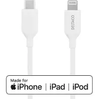 Deltaco USB-C Lightning-Kabel 1 m, Vit