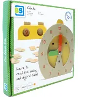 BS Toys Pædagogisk trælegetøj med digitalt og analogt ur.