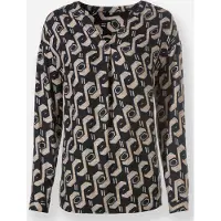 HEINE Bluse beige / chamois / sort