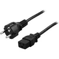 Deltaco - Strømkabel - power CEE 7/7 (han) til IEC 60320 C19 - AC 250 V - 16 A - 3 m - lige stikforbindelse - sort