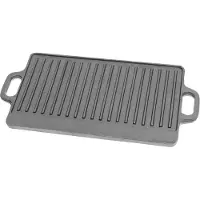 Mustang Vendbar støbejernsrist med rillet overflade og håndtag, 46 x 24 cm