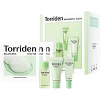 Torriden Balanceful CICA Trial Kit Gotu Kola Inficeret Daily Skincare Kit - 4 Trin Regime med Cleansing Gel Toner Pad Serum og Cream | Vegansk hy