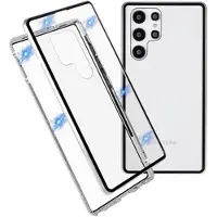 Mtp Products Samsung Galaxy S22 Ultra 5G Magnetisk Cover med Hærdet Glas - Sølv