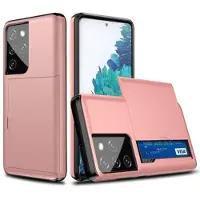 Mtp Products Samsung Galaxy S21 Ultra 5G Hybrid Cover med Glidende Kortslot - Rødguld