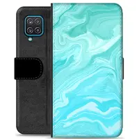 Mtp Products Samsung Galaxy A12 Premium Flip Cover med Pung - Blå Marmor
