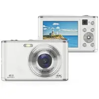 Mtp Products DC306L-AF Digitalkamera med to linser foran og bagpå Autofokus 16X zoom Vlogging-kamera til teenagere - hvid