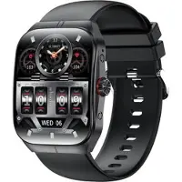 Mtp Products HK80 Smart Watch med buet AMOLED-skærm, Bluetooth-opkald, sundhedsmåler og NFC - Sort