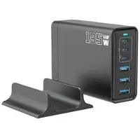 Mtp Products 135W GaN bordoplader / 6-porte højhastighedsopladningsstation - 3x USB-C, 3x USB-A - Sort