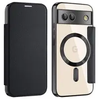 Mtp Products Google Pixel 8a Flip cover med kortholder - MagSafe-kompatibel - Sort