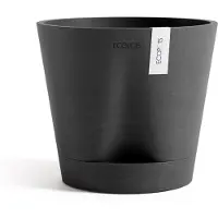 Ecopot's Venice 2 Holdbar Rund Indendørs/Udendørs Blomsterkrukke m/ Vandreservoir, Mørkegrå, 8"