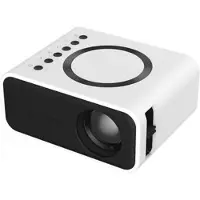 Mtp Products T300S Mini LCD-projektor til hjemmebiograf - kablet og trådløs skærmsynkronisering - hvid
