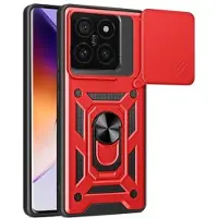 Mtp Products Xiaomi 14T Pro Roterende Ring Hybrid Cover med Kameraskjold - Rød