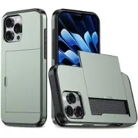 Mtp Products iPhone 16 Pro Hybrid Cover med Glidende Kortslot - Army Grøn