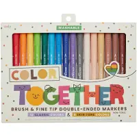 Ooly Colour Together Dual Tip Markers - 18 farver 12 Lyse & 6 Hudfarve Pensler og Fine Tip p? hver Marker til B?rn Dobbelt Ended Markers til Back