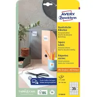 Avery-Zweckform Etiketter 35x35 mm hvid - QR kode etiketter med BlockOut - (25 ark x 35 etiketter)