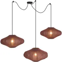 QAZQA Japandi Pendellampe Brun 50cm 3-Lys - Plu