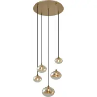QAZQA Art Deco pendellampe guld med ravfarvet glas - Jia