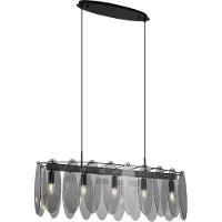 QAZQA Design Pendellampe Sort med Røgglas Oval 5-Lys - Mochan