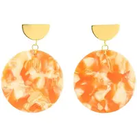 Fräulein Wunder Øreringe 'Amal' guld / orangerød
