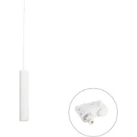 QAZQA Design pendellampe hvid inkl. 3-faset skinneadapter - 3-faset Tuba Small