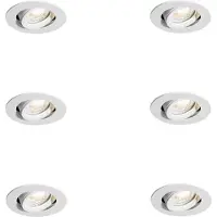 QAZQA Sæt med 6 indbygningsspots hvid justerbar 6,5 cm inkl. LED IP54 ultra tynd - Pupil