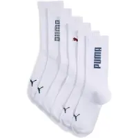 Puma Crew Socks Unisex (3-Pack), Clothing, White/Various Logo Colors, 39-42
