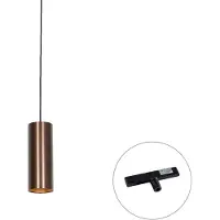 QAZQA Designer pendellampe mørk bronze inkl. 1-faset skinneadapter - Slimline Tubo