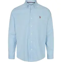 U.S. POLO ASSN. Skjorte 'UMCalvert' lyseblå / brun / blodrød
