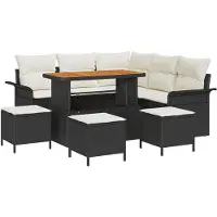 vidaXL Havesofa Sæt 9 pcs Grå Polyrattan, stål og massivt akacietræ