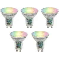 LUEDD Sæt med 5 Smart GU10 50 LED Pærer Klar RGBW 4,5W 350 lm 2700-6000K