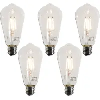 LUEDD Sæt med 5 E27 LED Filament Pærer ST64 Klar 4W 470 lm 2700K