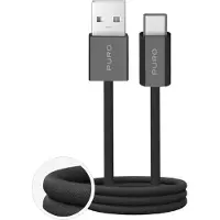 Puro Fabrik 2.0 10W USB-A - USB-C Flettet kabel 1,5 m - Sort