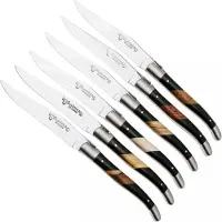 Laguiole En Aubrac 62C12PBMIH Paperstone Mixed Woods Matt Bolsters, 6-piece steak knife set