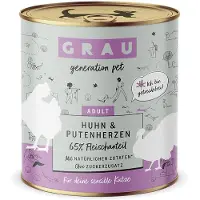 Grau Adult Kornfri 6 x 800 g - Kylling & Kalkunhjerter