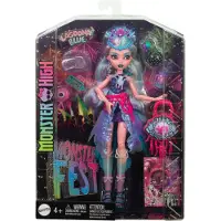 Monster High Monster Fest Doll Lagoona Blue med glam outfit & festival tema tilbehør som snacks band plakat udsagn taske & mere