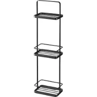 CALICOSY Yamazaki Home Tower Badestativ - Badev?relsesbruser Opbevaringsholder Caddy Hylde Organizer - Stor 26" - St?l - Sort