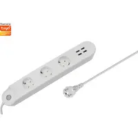 Denver SHP-300U - Smart strømstrip - AC 230/240 V - Wi-Fi - input: Type F - output-stikforbindelser: 3 (4 x USB, 3 x strøm Type F)