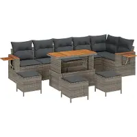 vidaXL Havesofa Sæt med pude 14 pcs Sort polyrattan