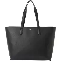 HUGO Tote bag i imiteret kornet læder med stablet logo